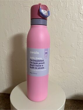 owala Pink Insulated Water Bottle with Built-In Straw